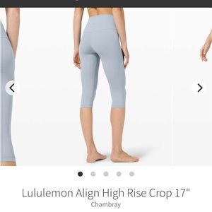 RARE lululemon Chambray Align Crop HR 17”